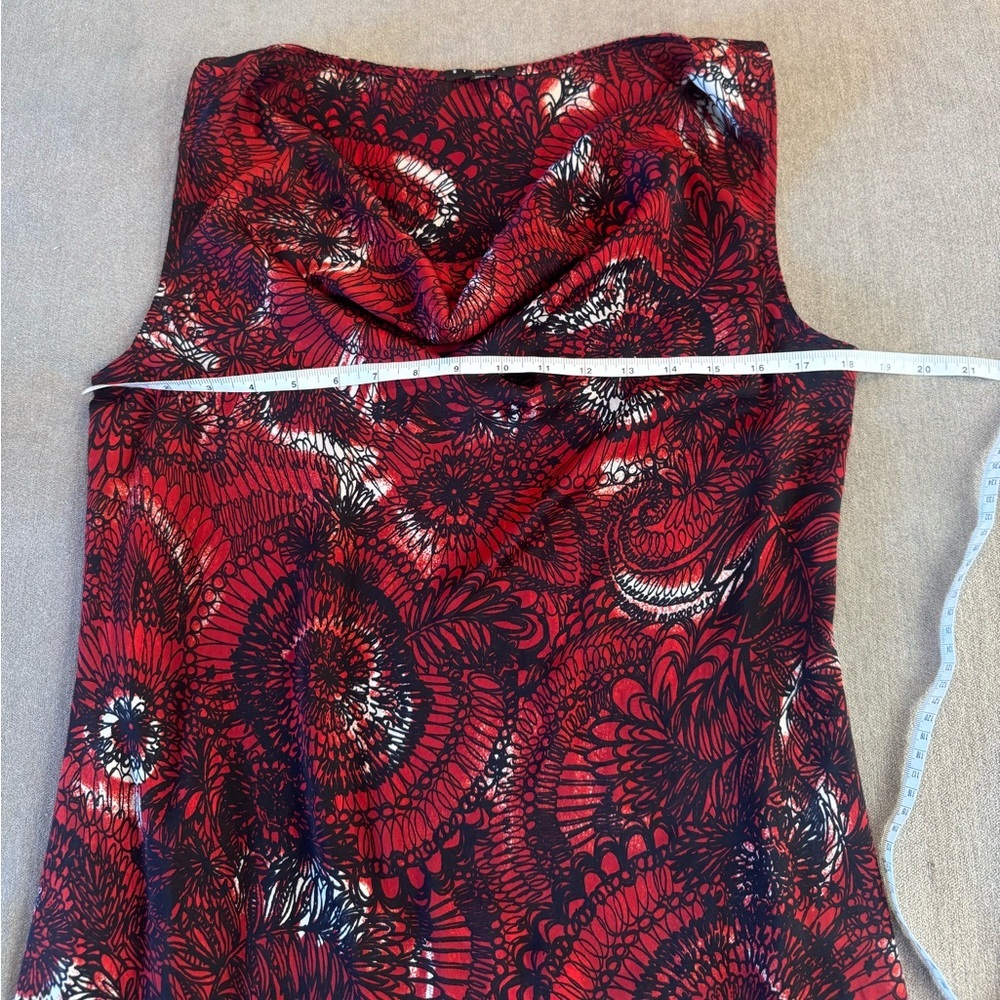 Sisley Red Floral Cowl Neck Mini Dress - Picture 7 of 7